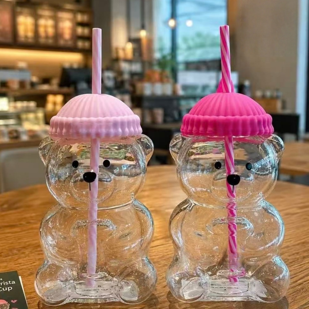 Home Improvement Furniture - Bk Bear Shaped Glass Straw Cup