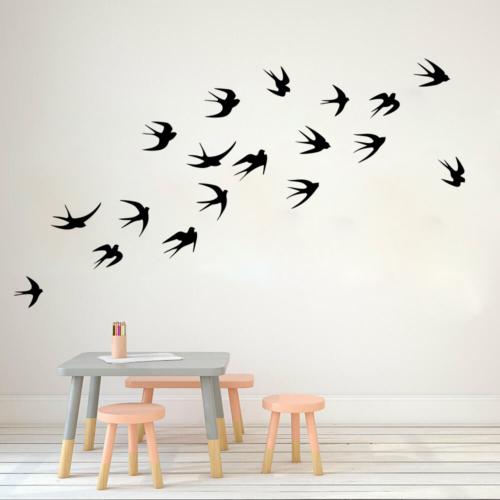 Vinyl Floor Plank - Flying Swallows Wall Sticker Kids Room