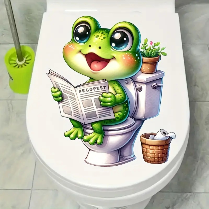 Vinyl Floor Plank - Frog on Toilet Reading Newspaper Decal