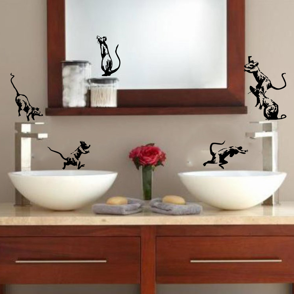 5Pcs Banksy Toilet Rats Wall S - огляд і ціна Vinyl Floor Plank