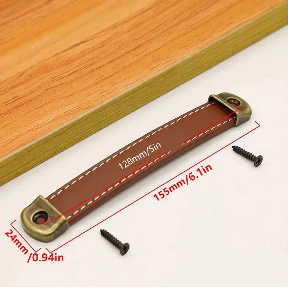Vintage With Screws Leather Ha - огляд і ціна Cabinet Handle Pull